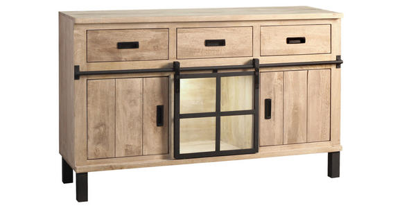 BUFFET 145/180/42 cm  in  - Graubraun/Schwarz, LIFESTYLE, Glas/Holz (145/180/42cm) - Landscape