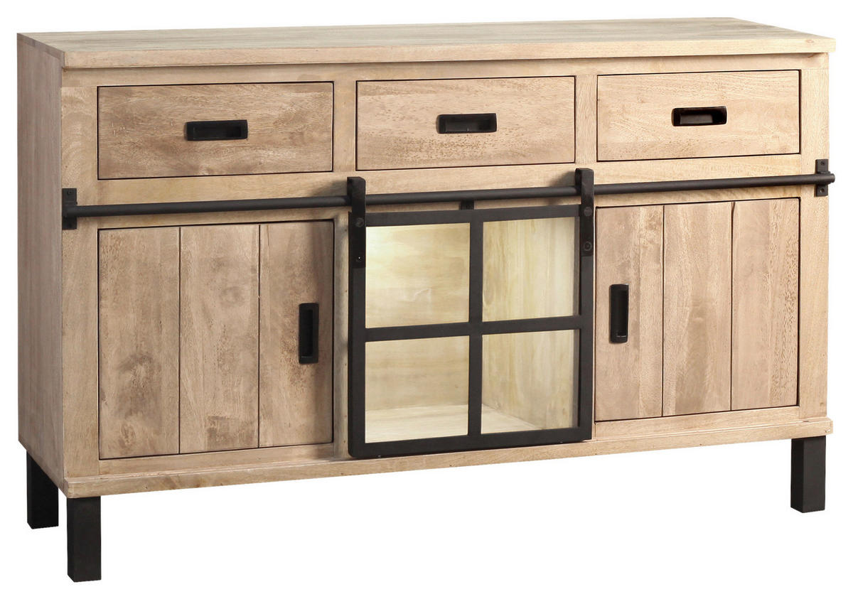 BUFFET 145/180/42 cm  in  - Graubraun/Schwarz, LIFESTYLE, Glas/Holz (145/180/42cm) - Landscape