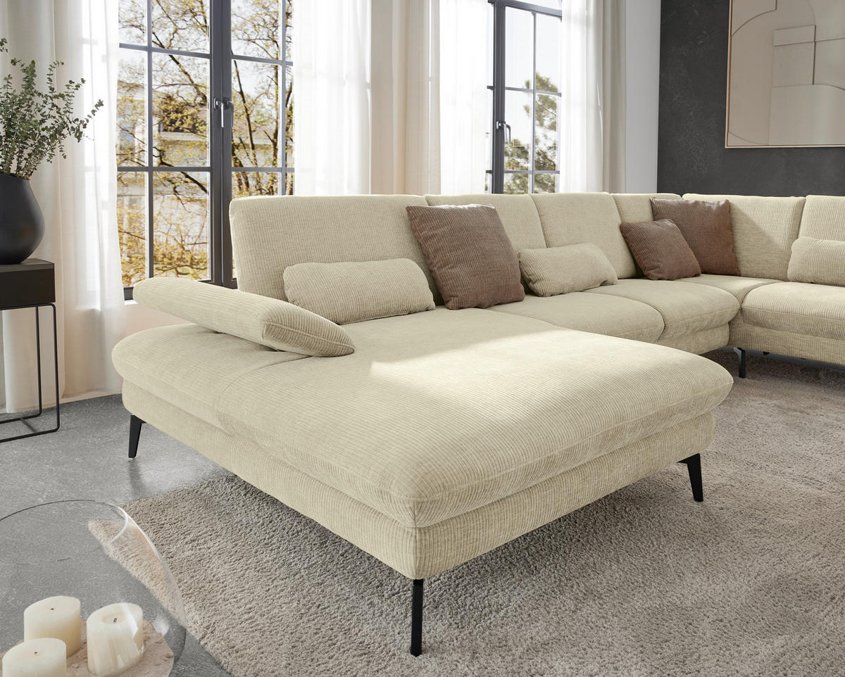 WOHNLANDSCHAFT in Webstoff Creme  - Creme/Schwarz, Design, Textil/Metall (157/354/208cm) - Dieter Knoll