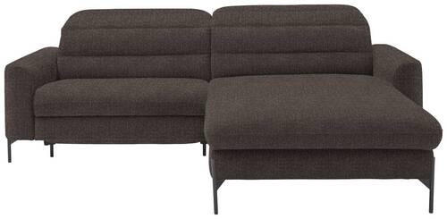ECKSOFA in Flachgewebe Graubraun  - Graubraun/Schwarz, Design, Textil/Metall (252/191cm) - Dieter Knoll