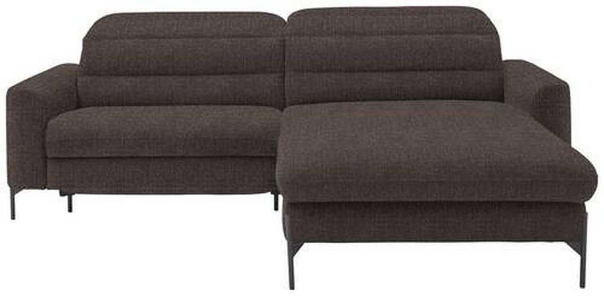 ECKSOFA in Flachgewebe Graubraun  - Graubraun/Schwarz, Design, Textil/Metall (252/191cm) - Dieter Knoll