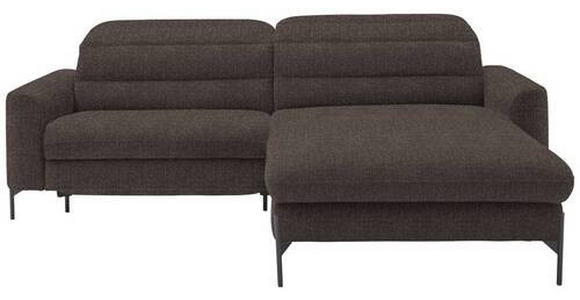 ECKSOFA in Flachgewebe Graubraun 252/191 cm - Graubraun/Schwarz, Design, Textil/Metall (252/191cm) - Dieter Knoll
