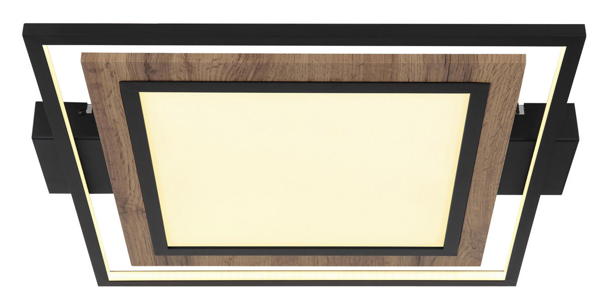 LED-DECKENLEUCHTE 50/45/5,5 cm   - Dunkelbraun/Opal, Natur, Holzwerkstoff/Kunststoff (50/45/5,5cm) - Globo