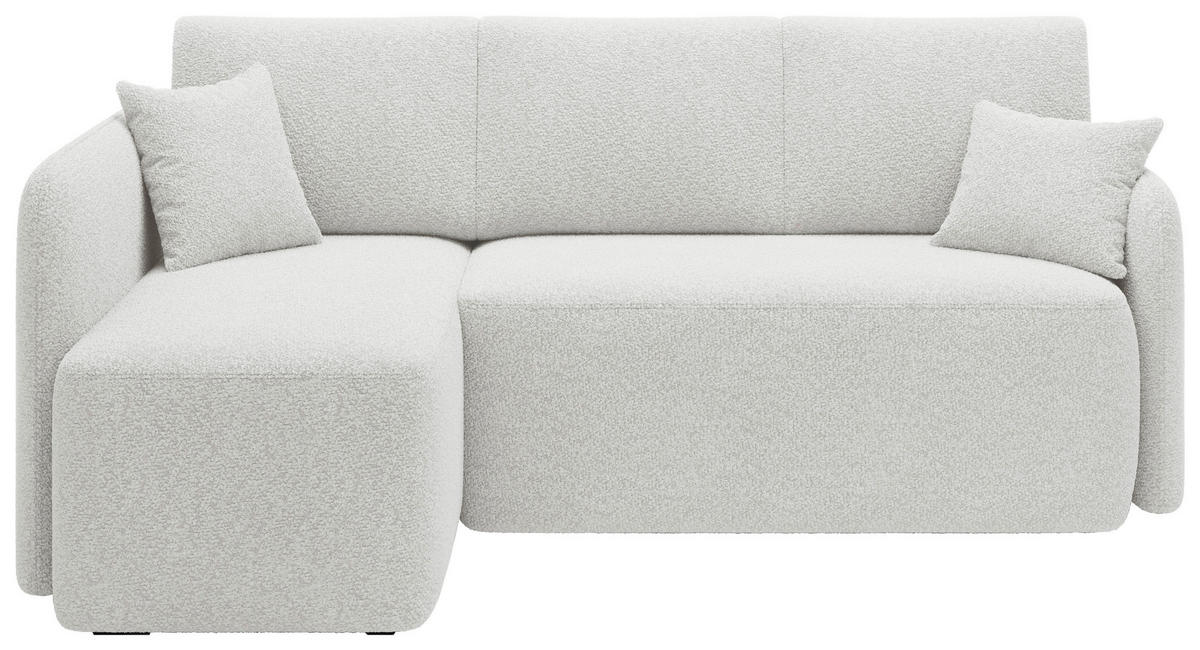 ECKSOFA HADSON Weiß Teddystoff Zierkissen, Rückenkissen, Bettkasten  - Schwarz/Weiß, Design, Kunststoff/Textil (150/206cm) - MID.YOU
