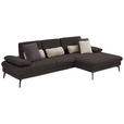 ECKSOFA in Mikrofaser, Chenille Mokka  - Schwarz/Mokka, Design, Textil/Metall (299/157cm) - Dieter Knoll