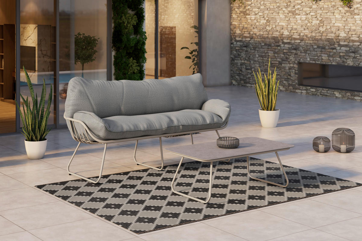 GARTENSET 4-teilig Webstoff Eisen 4-teilig  - Beige/Creme, Basics, Glas/Textil - Ambia Garden