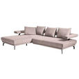 ECKSOFA in Mikrofaser Rosa  - Schwarz/Rosa, Design, Textil/Metall (224/305cm) - Dieter Knoll