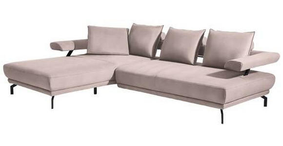 ECKSOFA in Mikrofaser Rosa  - Schwarz/Rosa, Design, Textil/Metall (224/305cm) - Dieter Knoll