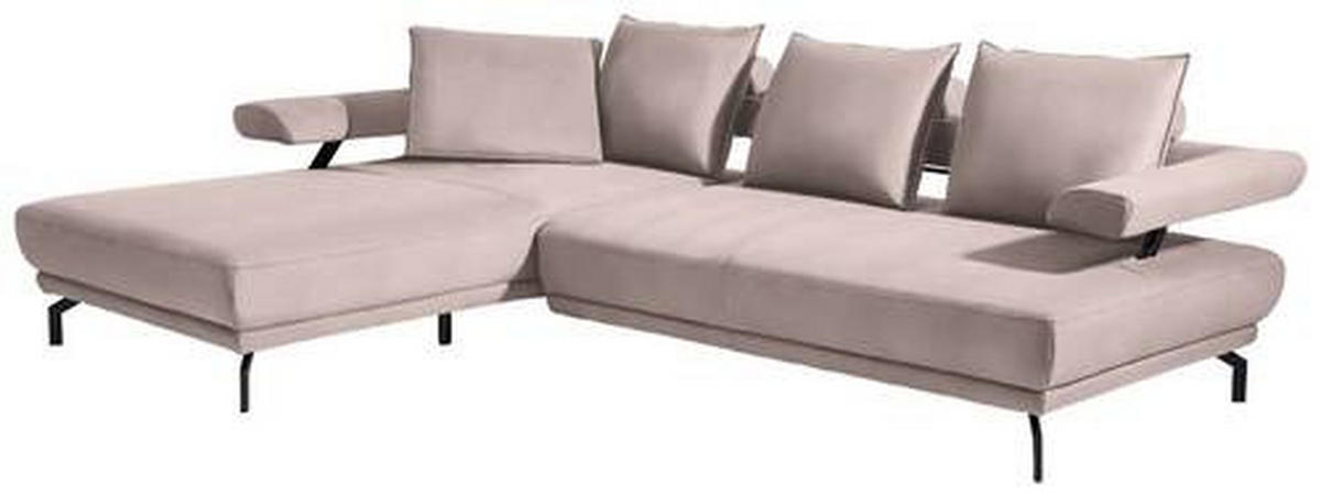 ECKSOFA in Mikrofaser Rosa  - Schwarz/Rosa, Design, Textil/Metall (224/305cm) - Dieter Knoll