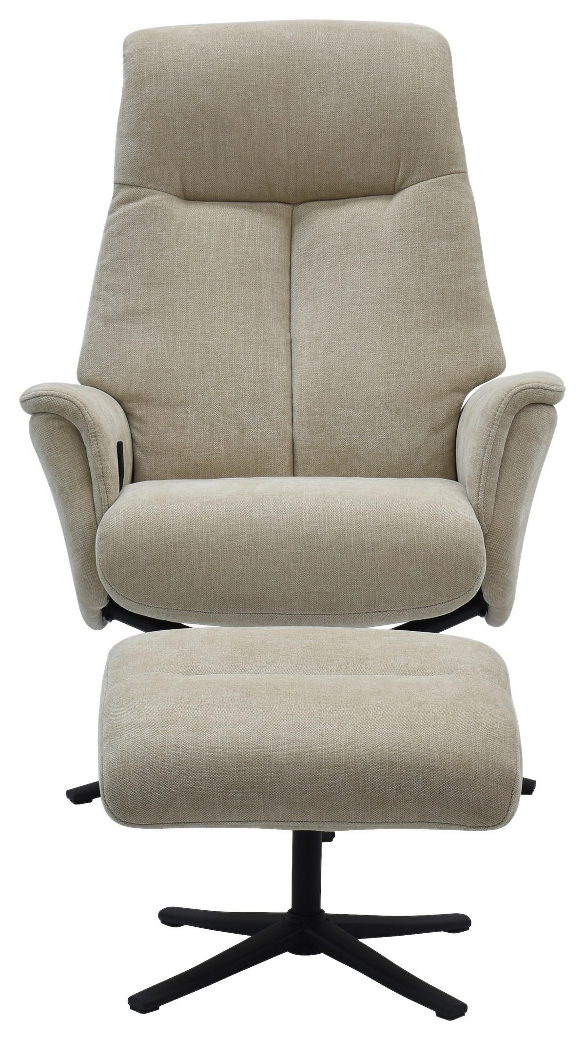 RELAXSESSELSET RELAVO Webstoff Hocker    - Beige/Schwarz, Design, Textil/Metall (72/109/86/111/81cm) - Livetastic