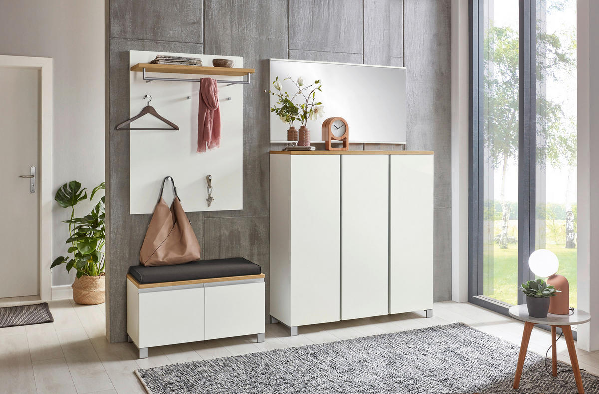GARDEROBE 5-teilig  in 220/195/40 cm  - Weiss/Eichefarben, Design, Holz/Holzwerkstoff (220/195/40cm)