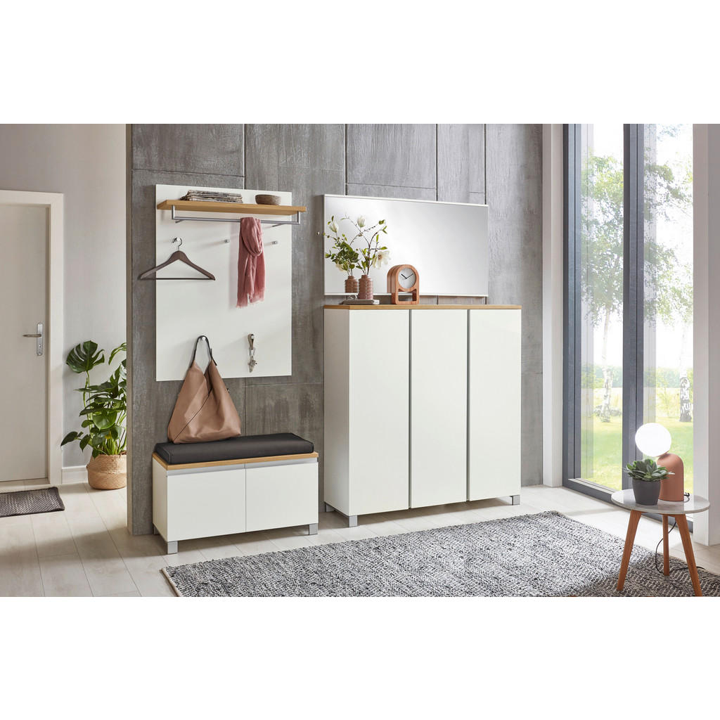 Thumbnail - Xxxl Garderobe, Silber, Weiß, Eiche, Holz, Holzwerkstoff, 5-teilig, Eiche, furniert, 220x195x40 cm, Goldenes M, Made in ...