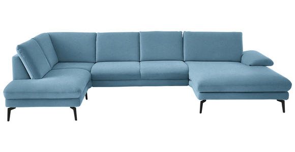 WOHNLANDSCHAFT  in Chenille, Flachgewebe Blau  - Blau/Schwarz, Design, Textil/Metall (208/344/180cm) - Dieter Knoll