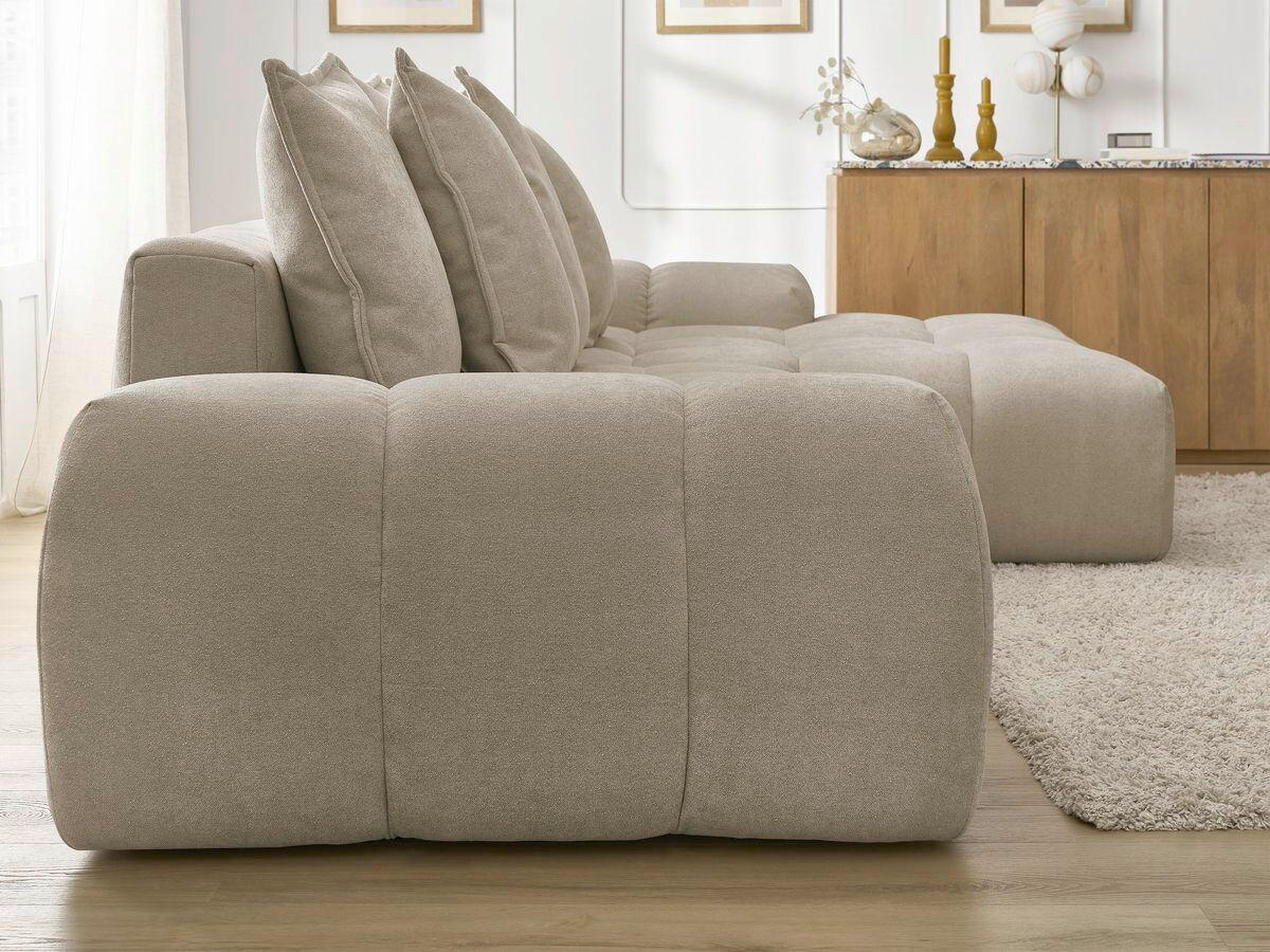 ECKSCHLAFSOFA EVEREST  mit Rücken echt, Armteil links, Armteil rechts Struktur Taupe  - Taupe/Schwarz, MODERN, Kunststoff/Textil (318/180cm) - Livetastic