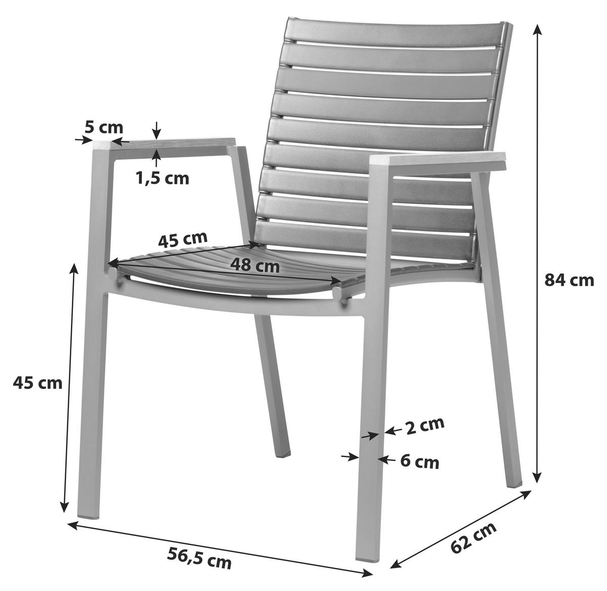 STAPELSTUHL Anthrazit, Schwarz, Teakfarben  - Anthrazit/Schwarz, KONVENTIONELL, Holz/Kunststoff (56,5/84/62cm) - Gardenson