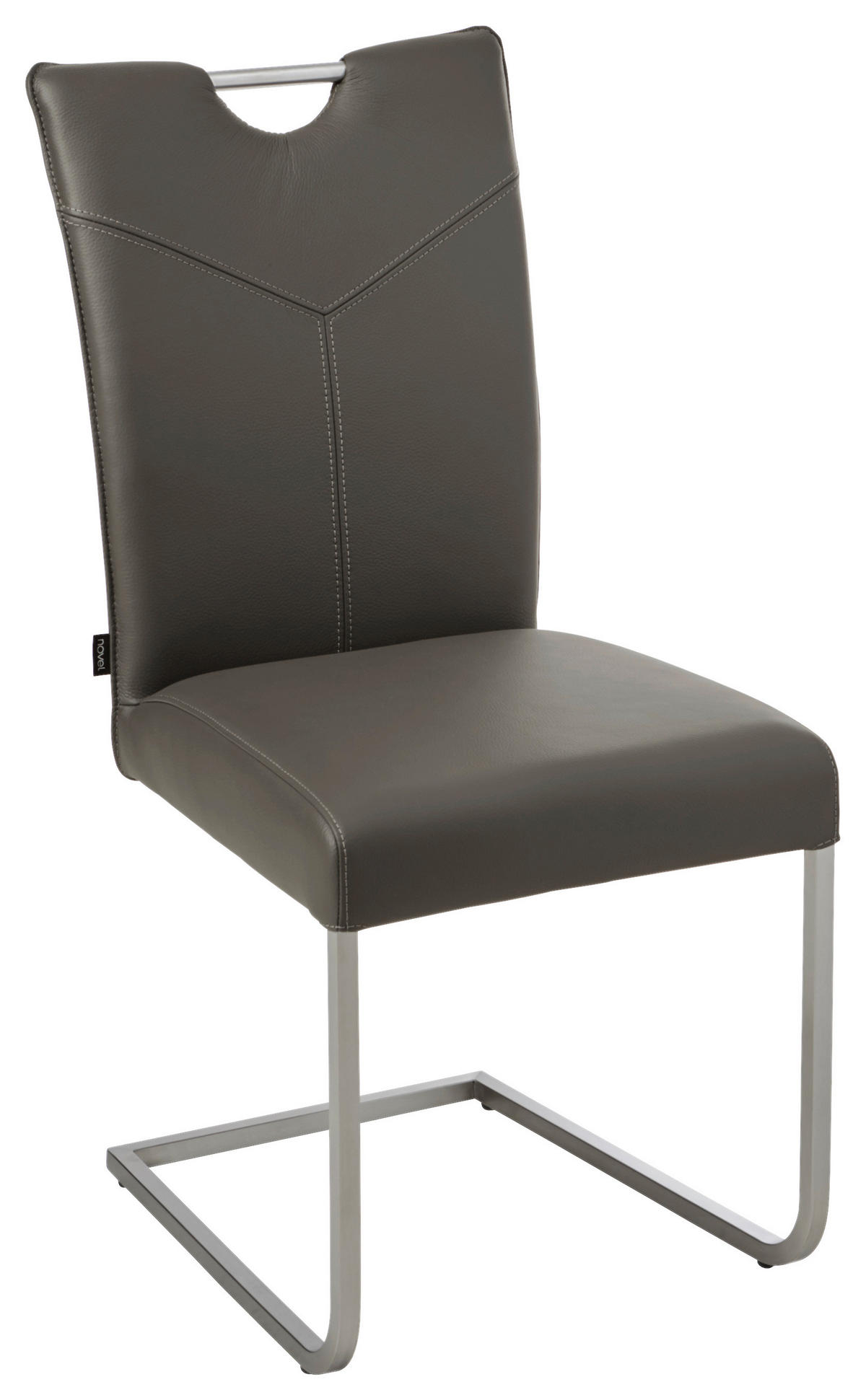 STOLIČKA S PRUŽNÝM PODNOŽÍM, hnedá, farba ušľachtilej ocele - hnedá/farba ušľachtilej ocele, Design, kov/koža (48/98,5/62cm) - Novel