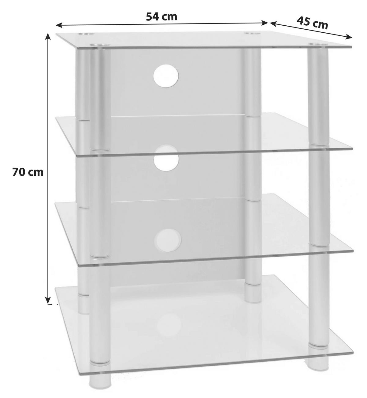 Phonotisch in Silberfarbe - Silberfarben, Konventionell, Glas/Metall (54/70/45cm) - MID.YOU