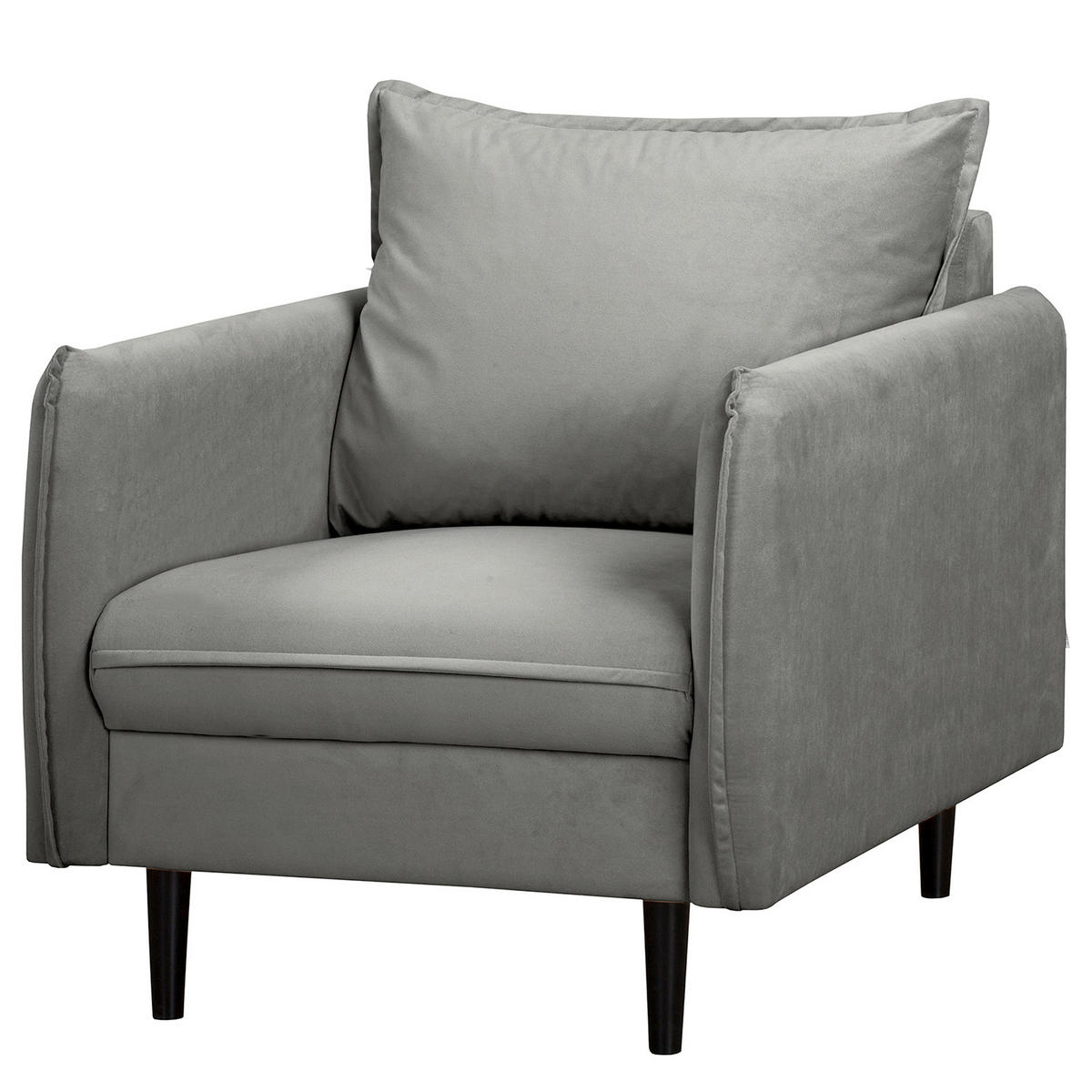 SESSEL in Samt Dunkelgrau  - Dunkelgrau/Schwarz, Design, Holz/Textil (74/86/100cm) - P & B