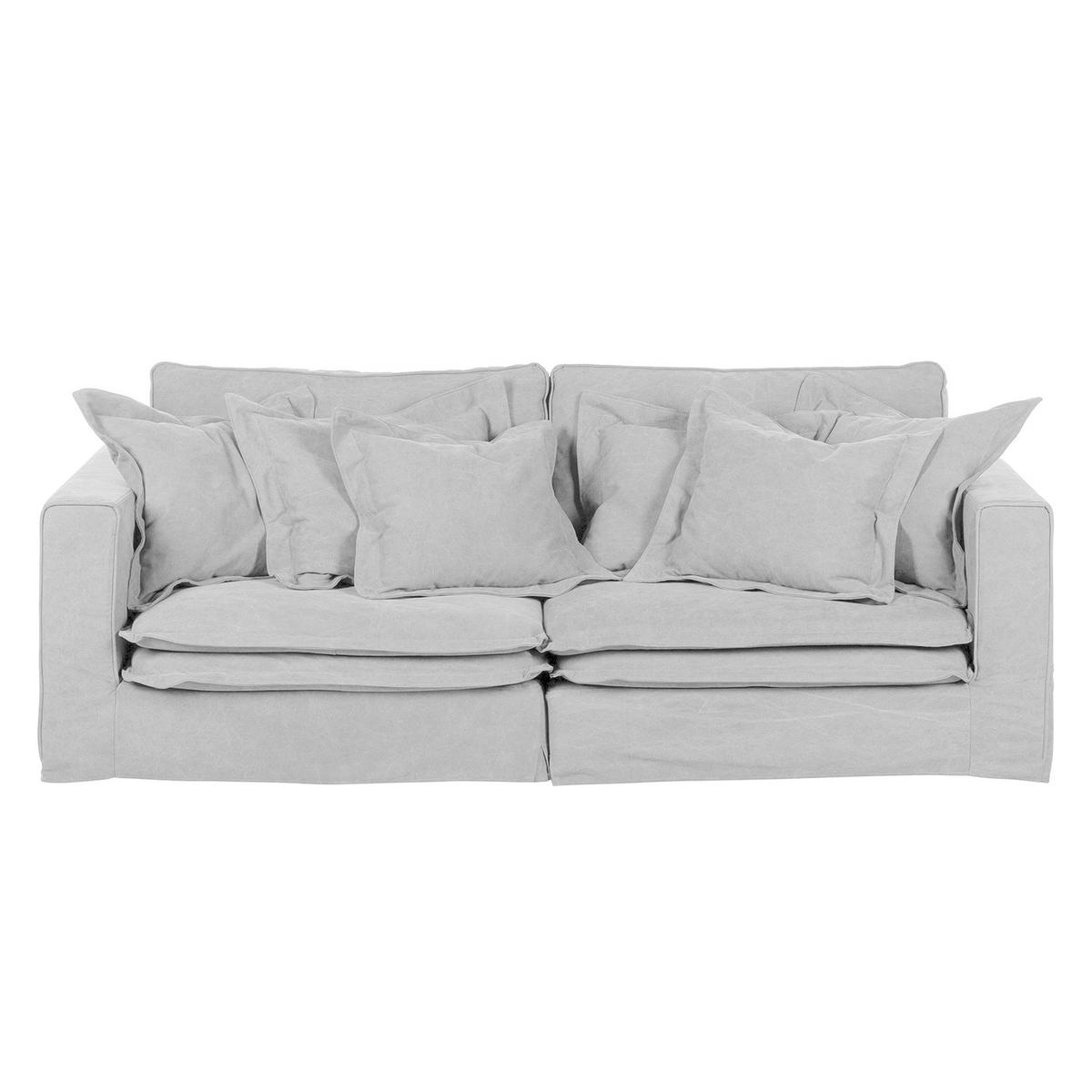 3-SITZER-SOFA Webstoff Hellgrau  - Hellgrau/Schwarz, Design, Kunststoff/Textil (238/90/119cm) - P & B