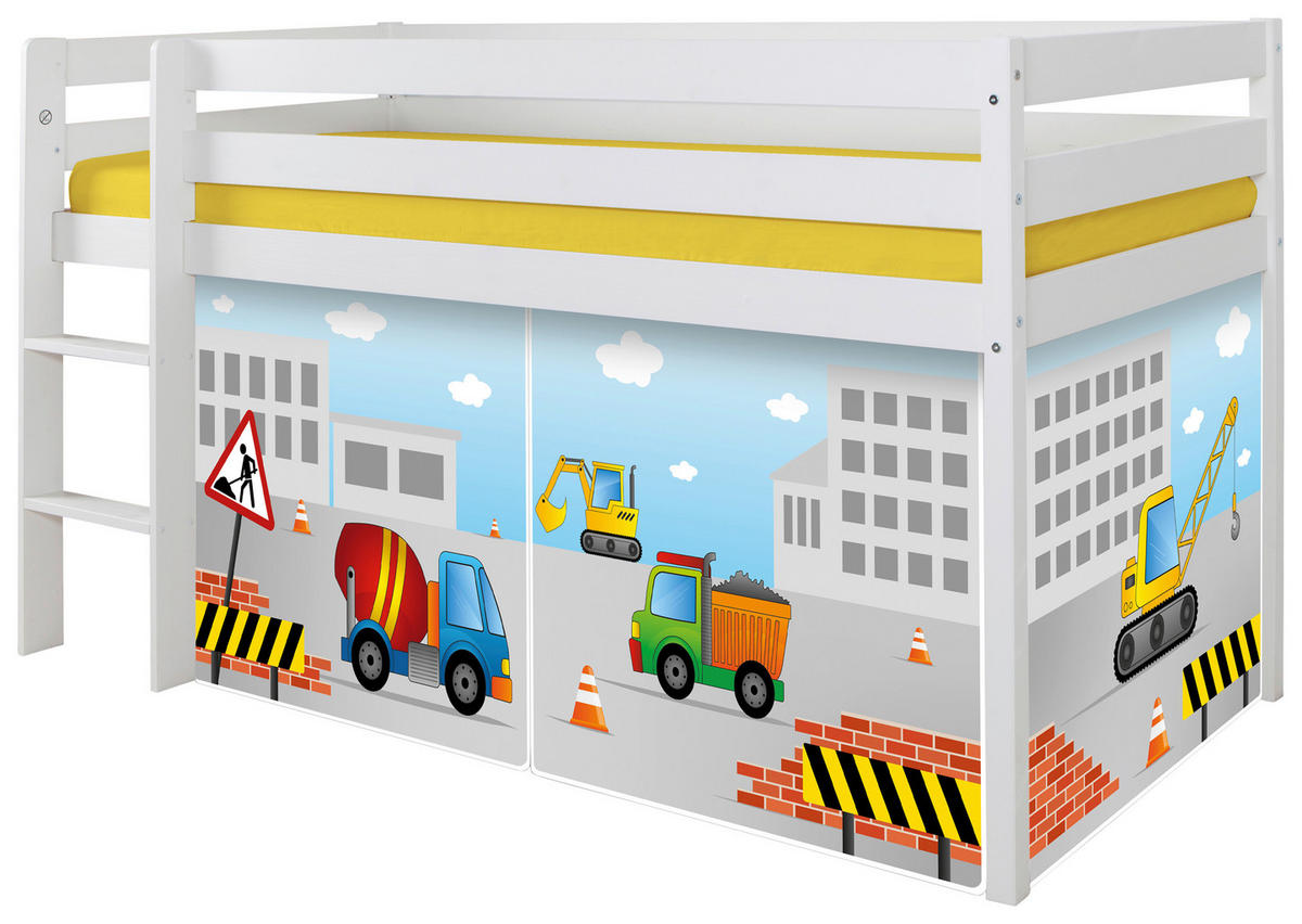 VYSOKÁ POSTEL, 90/200 cm, bílá - bílá/přírodní barvy, Natur, dřevo/textil (90/200cm) - MID.YOU