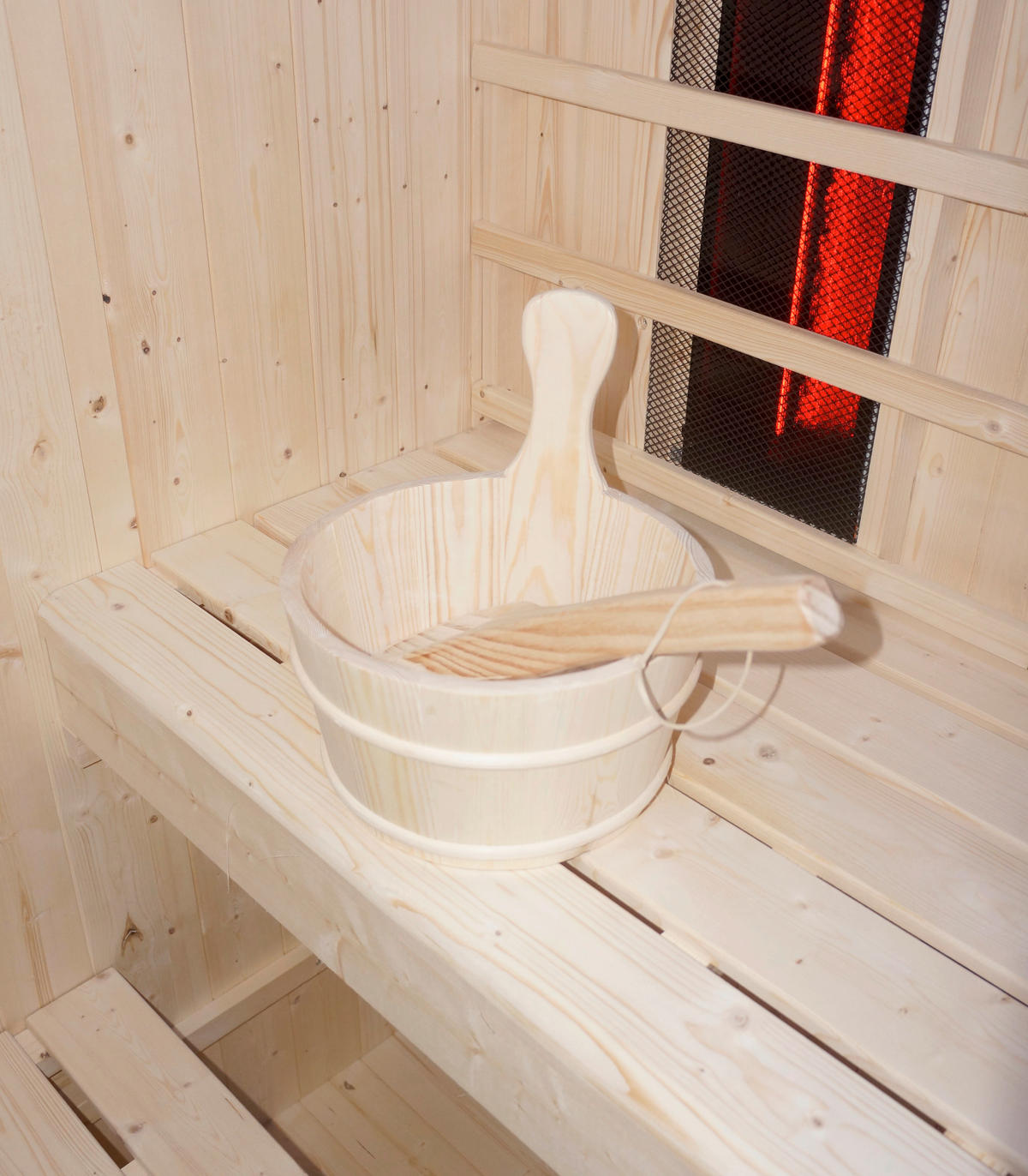 INFRAROTKABINE für 4-6 Personen Lahti  - Fichtefarben, KONVENTIONELL, Holz (198/181,5/202,2cm) - Sanotechnik