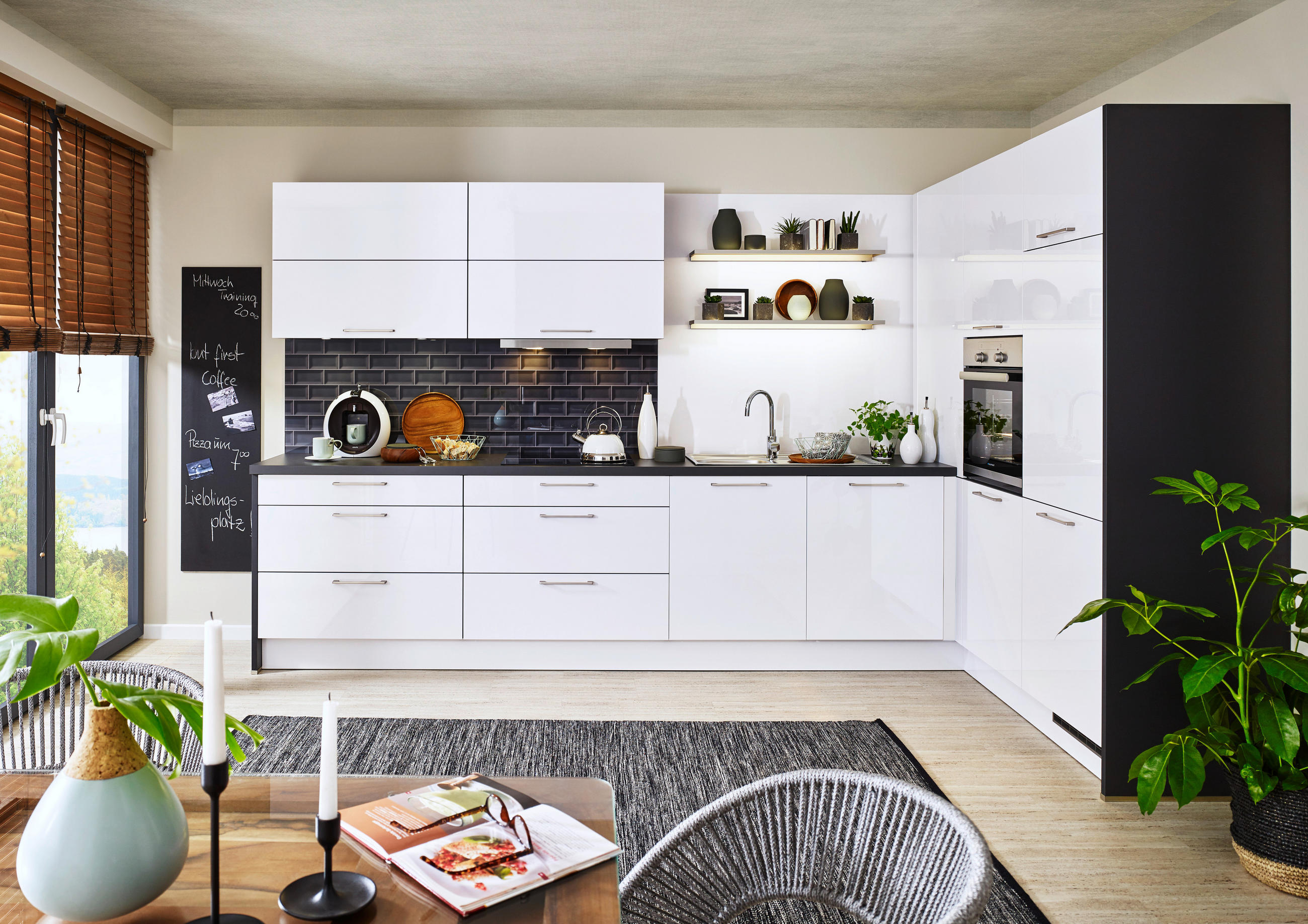 BUCĂTĂRIE LA COMANDĂ   - alb, Design, material pe bază de lemn - Moderano