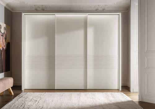 SCHWEBETÜRENSCHRANK 300/217/67 cm 3-türig Weiß  - Weiß, Design, Holzwerkstoff/Metall (300/217/67cm) - Novel
