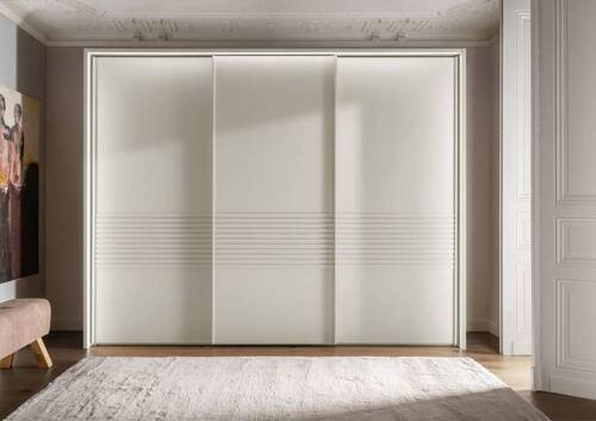 SCHWEBETÜRENSCHRANK 300/217/67 cm 3-türig Weiß  - Weiß, Design, Holzwerkstoff/Metall (300/217/67cm) - Novel