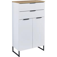 MIDISCHRANK 60/106/32 cm  - Eichefarben/Schwarz, KONVENTIONELL, Holzwerkstoff/Metall (60/106/32cm) - home24