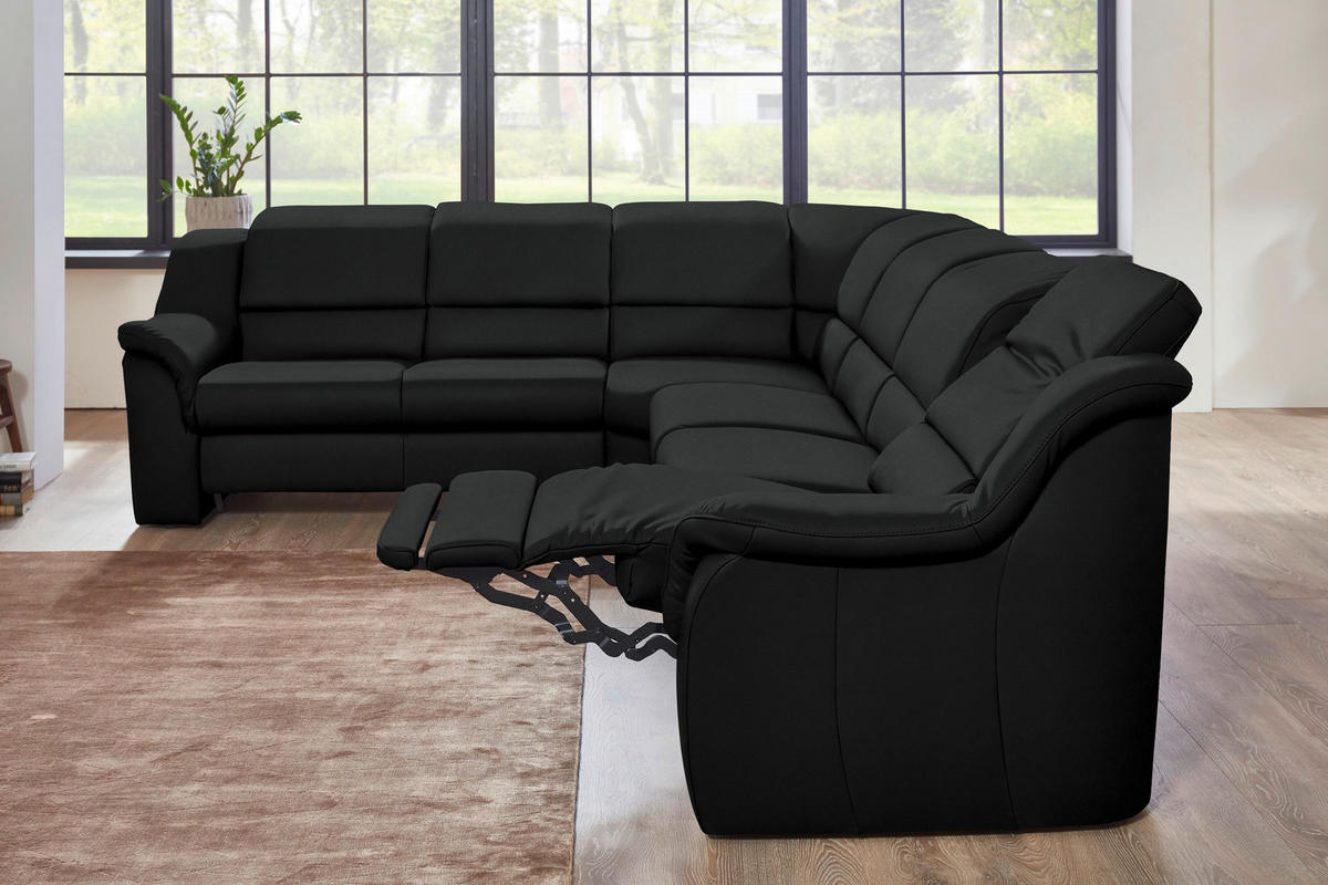 ECKSOFA  in Echtleder Schwarz  260/324 cm  - Schwarz, KONVENTIONELL, Leder/Kunststoff (260/324cm) - Cantus