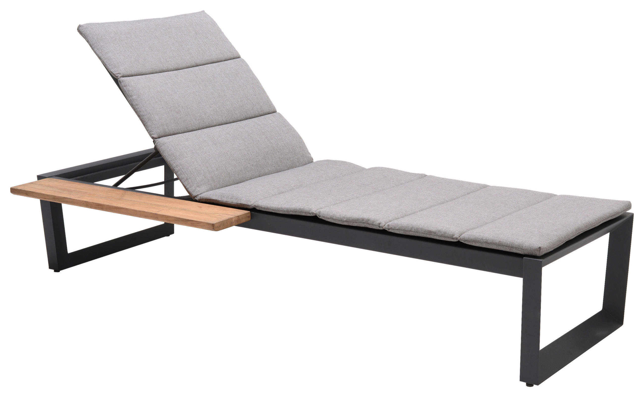 GARTENLIEGE 92/102/214 cm - Anthrazit/Beige, MODERN, Holz/Textil (92/102/214cm) - Amatio