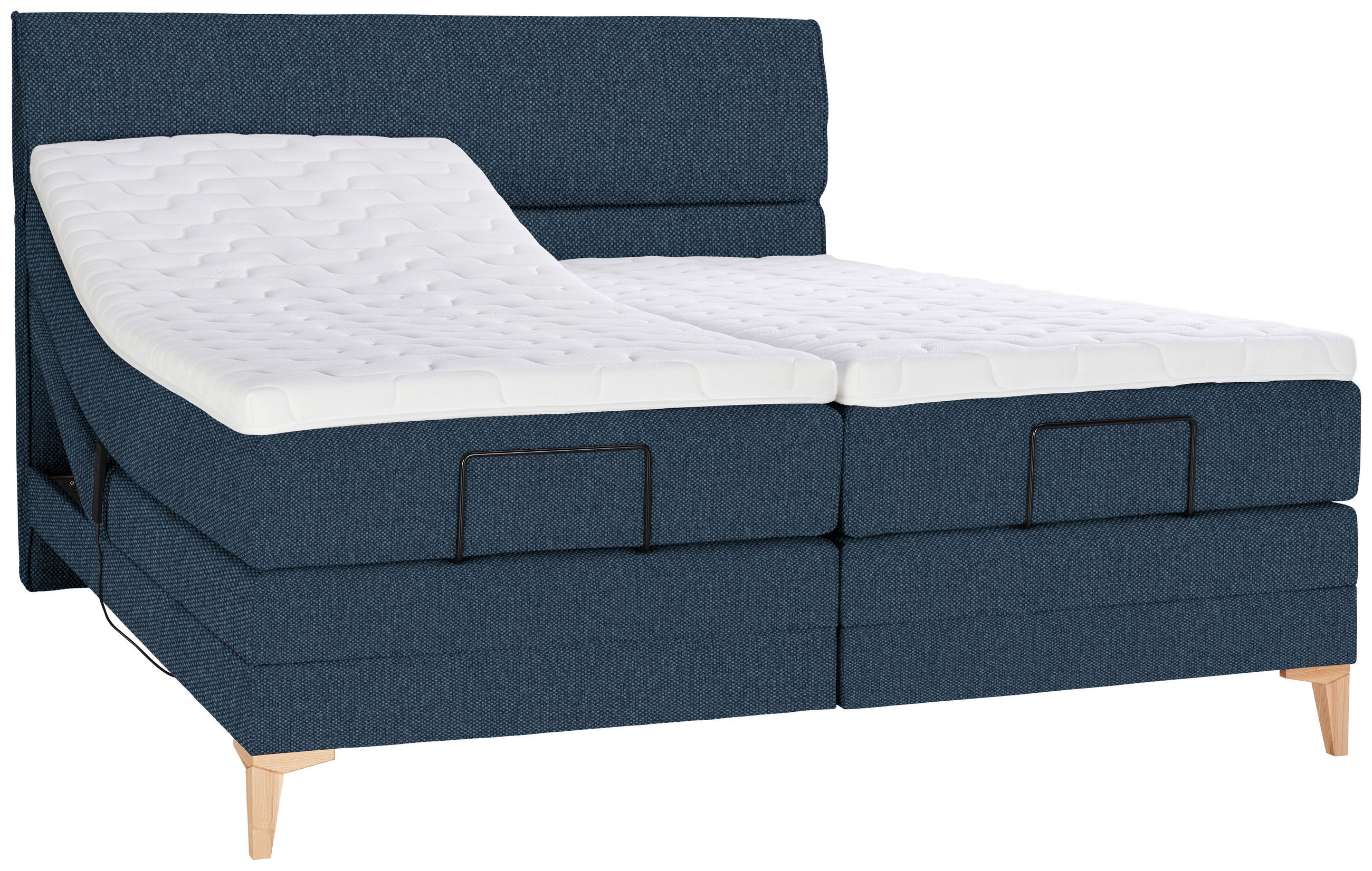 BOXSPRINGBETT 200/200 cm  in Blau  - Blau/Eichefarben, KONVENTIONELL, Holz/Textil (200/200cm) - Voleo