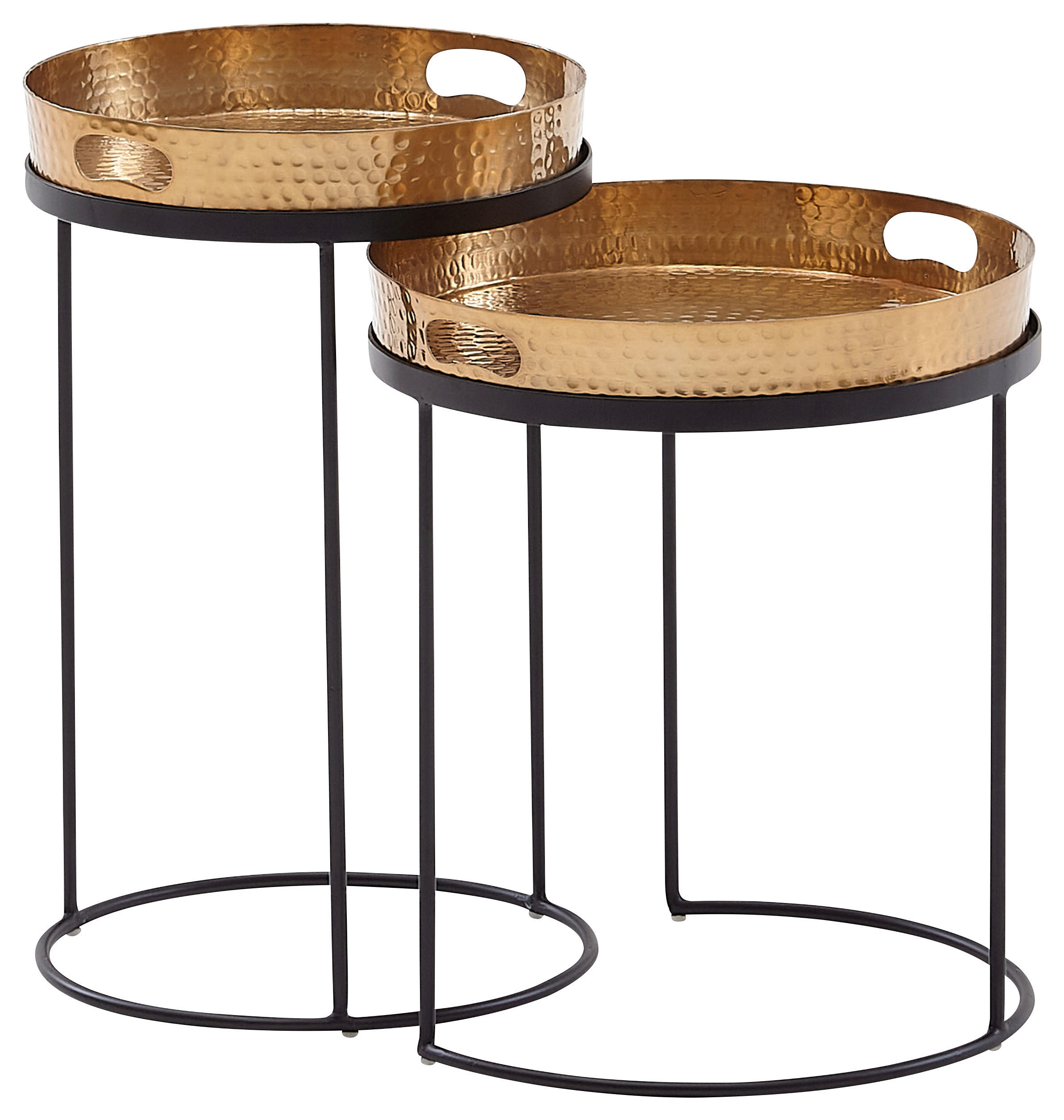 BEISTELLTISCHSET rund Goldfarben  - Goldfarben/Schwarz, MODERN, Metall (32,5/32,5/53cm) - MID.YOU