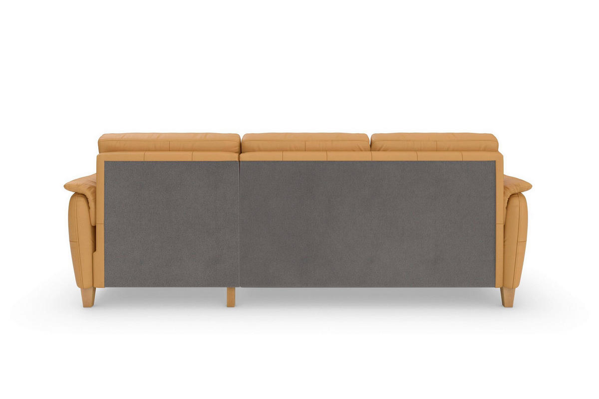 ECKSOFA PALMERA E in Echtleder Currygelb  244/163 cm  - Currygelb/Eichefarben, Basics, Leder/Holz (244/163cm) - Sit & More