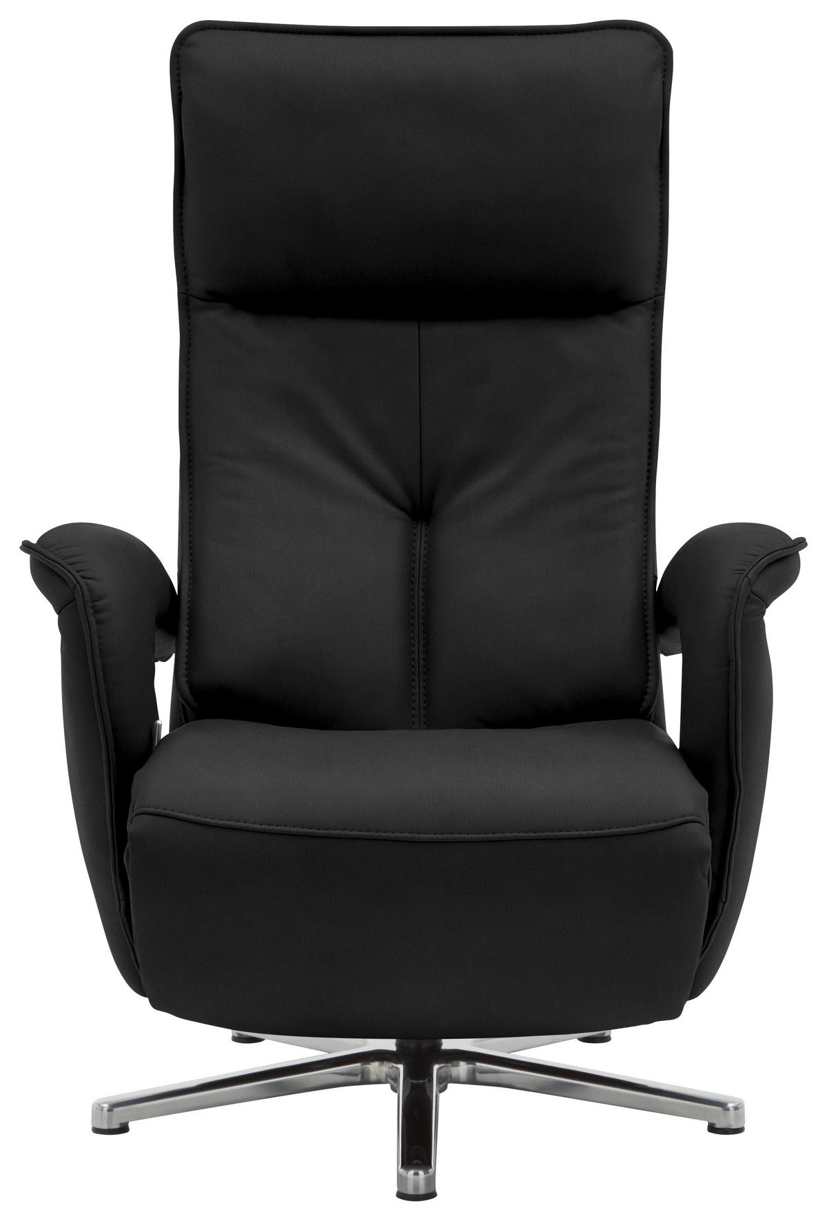 RELAXSESSEL in Leder Schwarz  - Chromfarben/Schwarz, Design, Leder/Metall (77/110/87cm) - Valdera