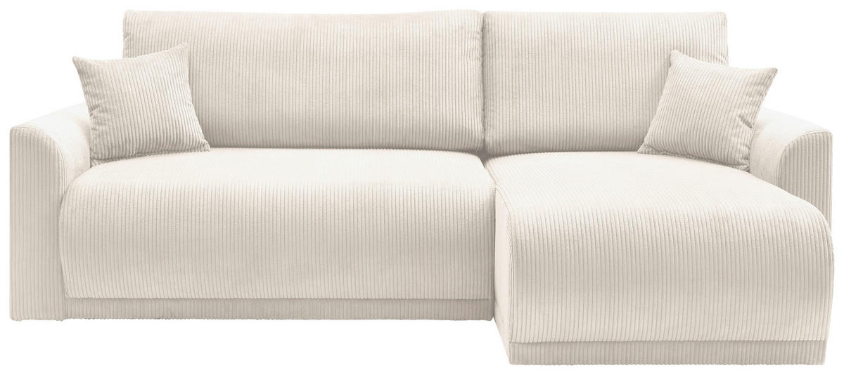 ECKSOFA KIMMY Creme Cord Zierkissen, Rückenkissen, Bettkasten  - Creme/Schwarz, Design, Kunststoff/Textil (233/146cm) - P & B