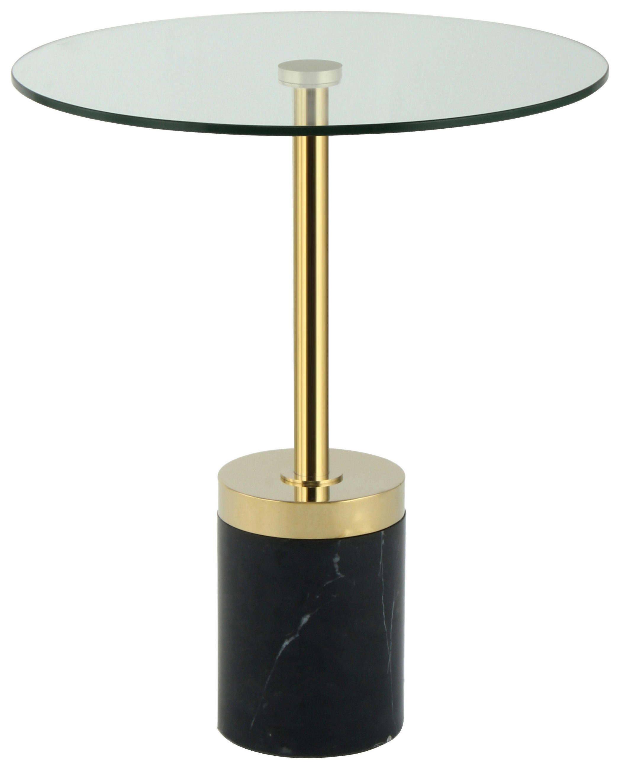 BEISTELLTISCH 46/46/53 cm Schwarz, Goldfarben rund  - Goldfarben/Schwarz, Design, Glas/Stein (46/46/53cm) - Kayoom