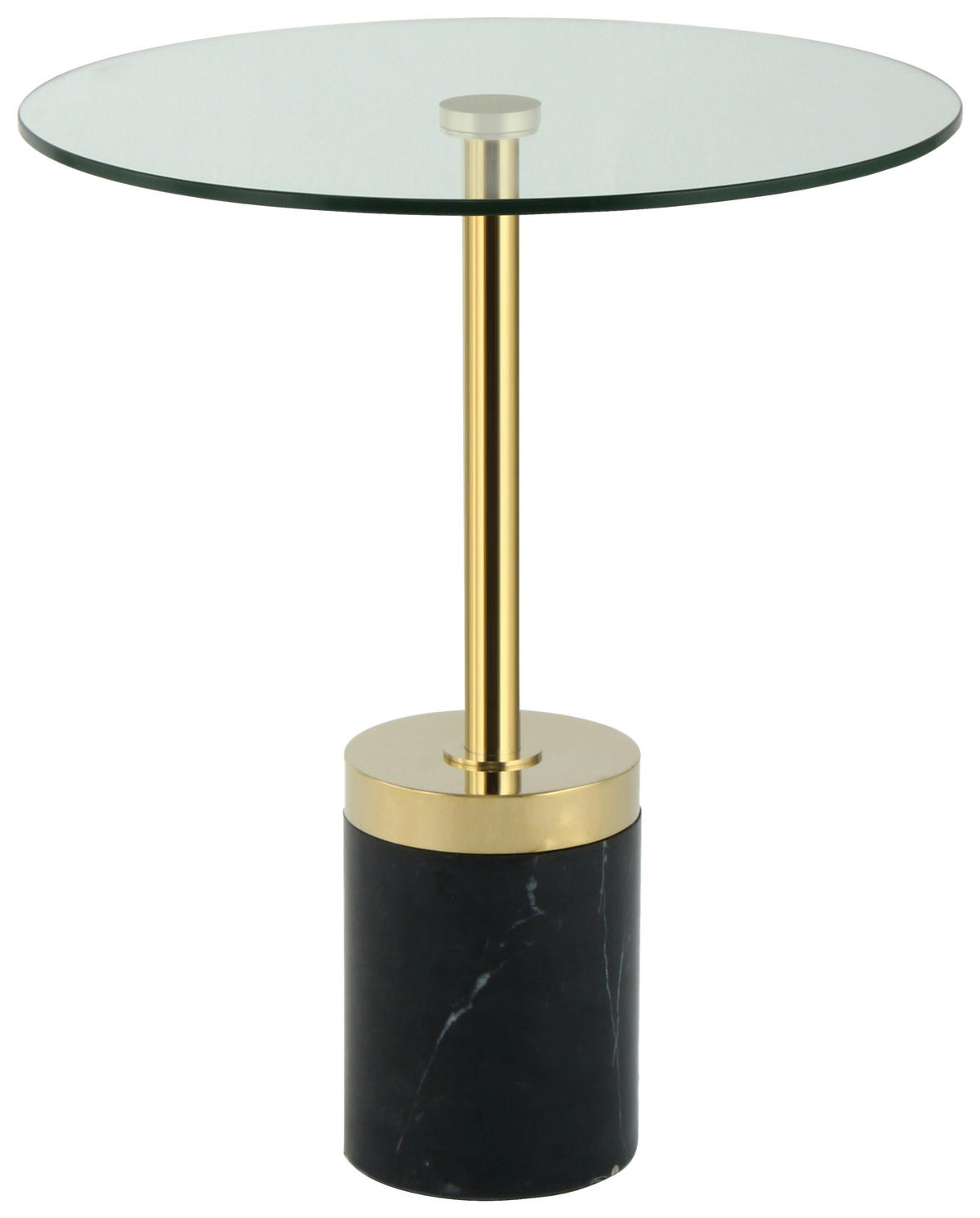 BEISTELLTISCH in Metall, Glas, Stein 46/46/53 cm  - Goldfarben/Schwarz, Design, Glas/Stein (46/46/53cm) - Kayoom
