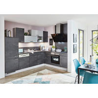 EINBAUKÜCHE 615  - Edelstahlfarben/Schwarz, Design, Holzwerkstoff - Celina