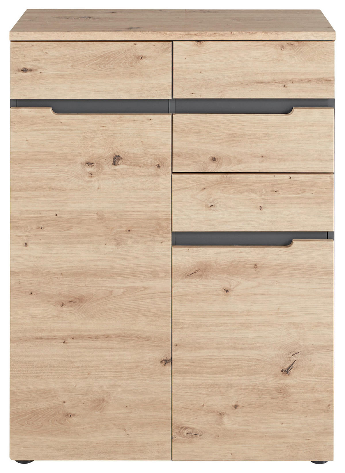 KOMODA, barve grafita, hrast artisan  - črna/barve grafita, Design, umetna masa/leseni material (80/107/38cm) - Voleo