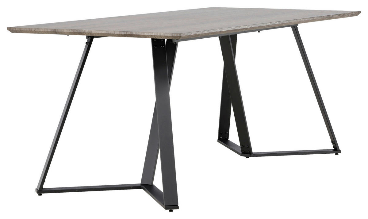 ESSTISCH furniert rechteckig Grau, Schwarz  - Schwarz/Grau, Design, Holzwerkstoff/Metall (180/90/75cm) - Livetastic