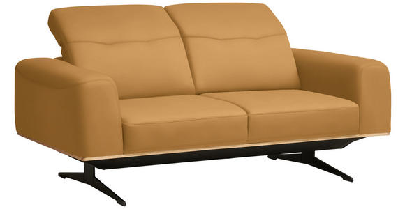 2-SITZER-SOFA in Leder Senfgelb - Senfgelb/Schwarz, Design, Leder/Holz (174/76-97/102cm) - Novel