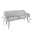 SITZBANK 163/83/63 cm Samt Grau, Schwarz  - Schwarz/Grau, Design, Textil/Metall (163/83/63cm) - Novel