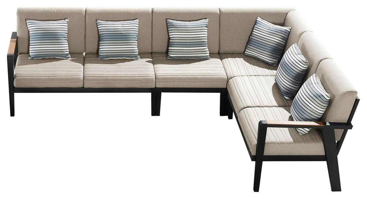 LOUNGE GARNITURA  antracit, prirodne boje, svijetlo siva   - prirodne boje/svijetlo siva, Design, drvo/metal (213/276cm) - Ambia Garden
