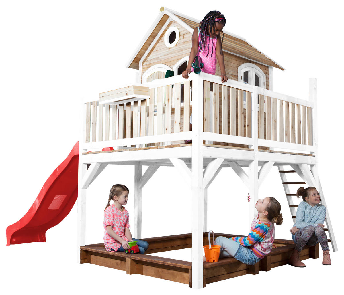 SPIELTURM 377/291/255 cm  - Rot/Braun, KONVENTIONELL, Holz (377/291/255cm) - Ambia Garden
