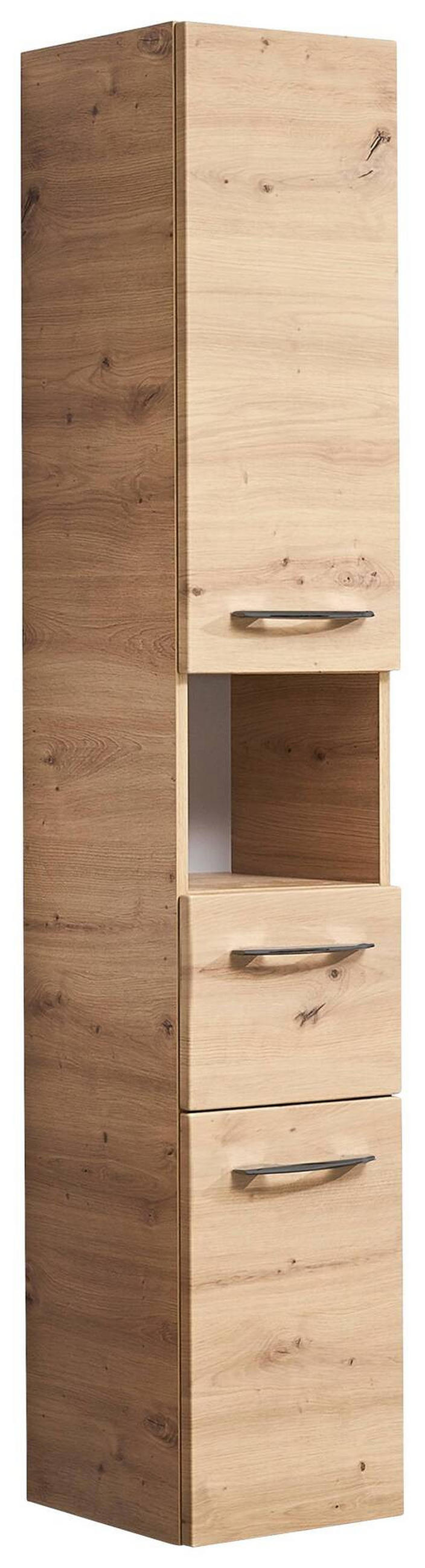 HOCHSCHRANK 30/168/33 cm  - Edelstahlfarben/Eiche Artisan, Lifestyle, Glas/Holzwerkstoff (30/168/33cm) - Sadena
