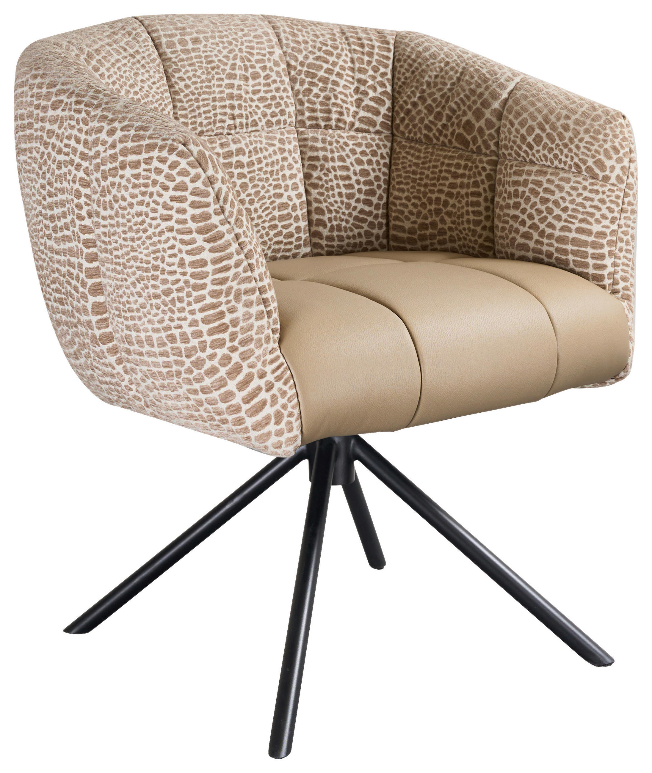 ARMLEHNSTUHL  Sitzfläche 360° drehbar Webstoff, Mikrofaser  - Beige/Schwarz, Design, Textil/Metall (67/80/65cm) - Novel