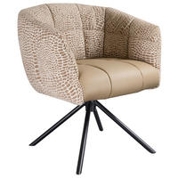 ARMLEHNSTUHL  Sitzfläche 360° drehbar Webstoff, Mikrofaser  - Beige/Schwarz, Design, Textil/Metall (67/80/65cm) - Novel