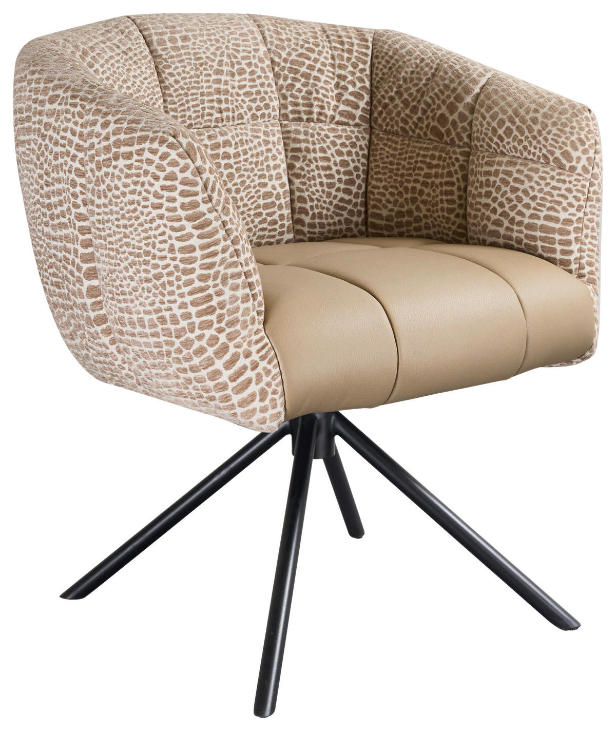 ARMLEHNSTUHL  Sitzfläche 360° drehbar Webstoff, Mikrofaser  - Beige/Schwarz, Design, Textil/Metall (67/80/65cm) - Novel