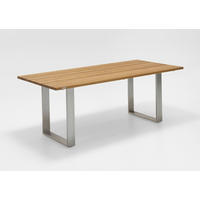 GARTENTISCH Holz Edelstahlfarben, Teakfarben rechteckig  - Edelstahlfarben/Teakfarben, Design, Holz/Metall (200/95/76cm)
